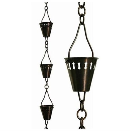 PATINA PRODUCTS Patina Products R257H Antique Copper Shade Cup Rain Chain - Half Length R257H